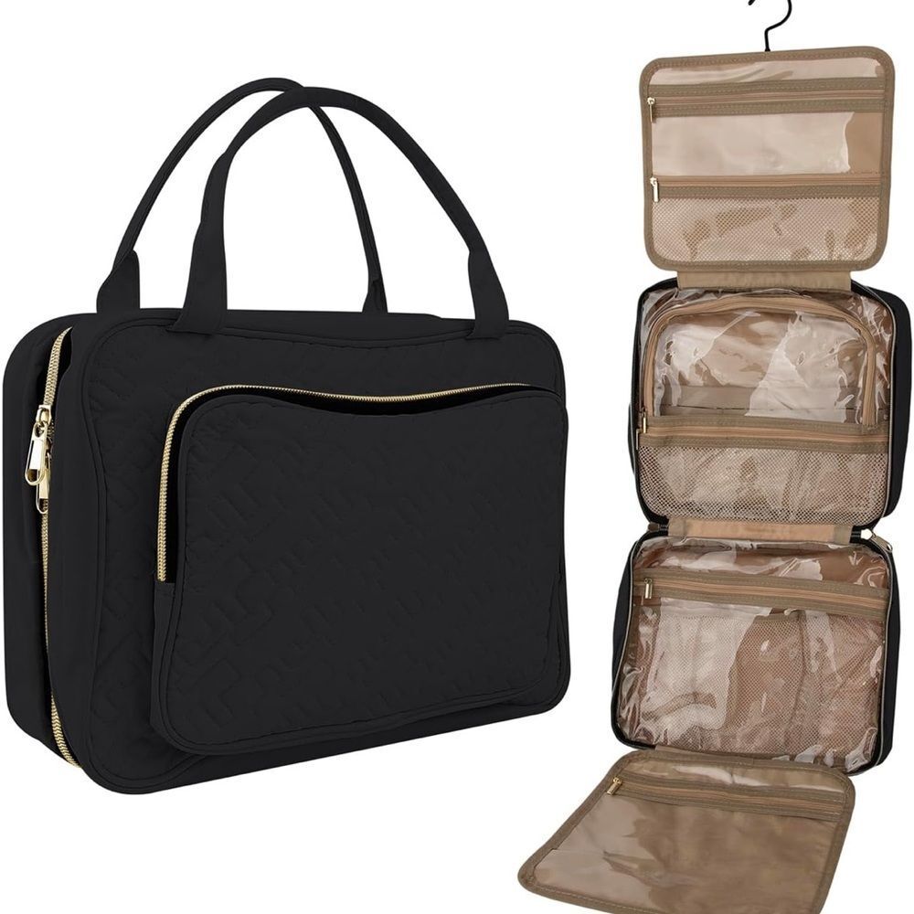 Hanging Travel Makeup Organizer with TSA Approved Transparent Cosmetic Bag